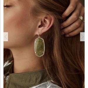 Kendra Scott Gold Danielle Earrings Olive Epidote